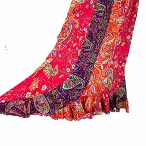 Requirements y2k Skirt Color Block Floral Vintage Pull On Semi Sheer Size M